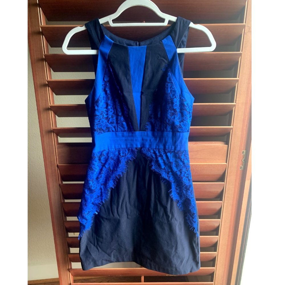 Navy/Royal Blue with lace detail Dress - 2/4